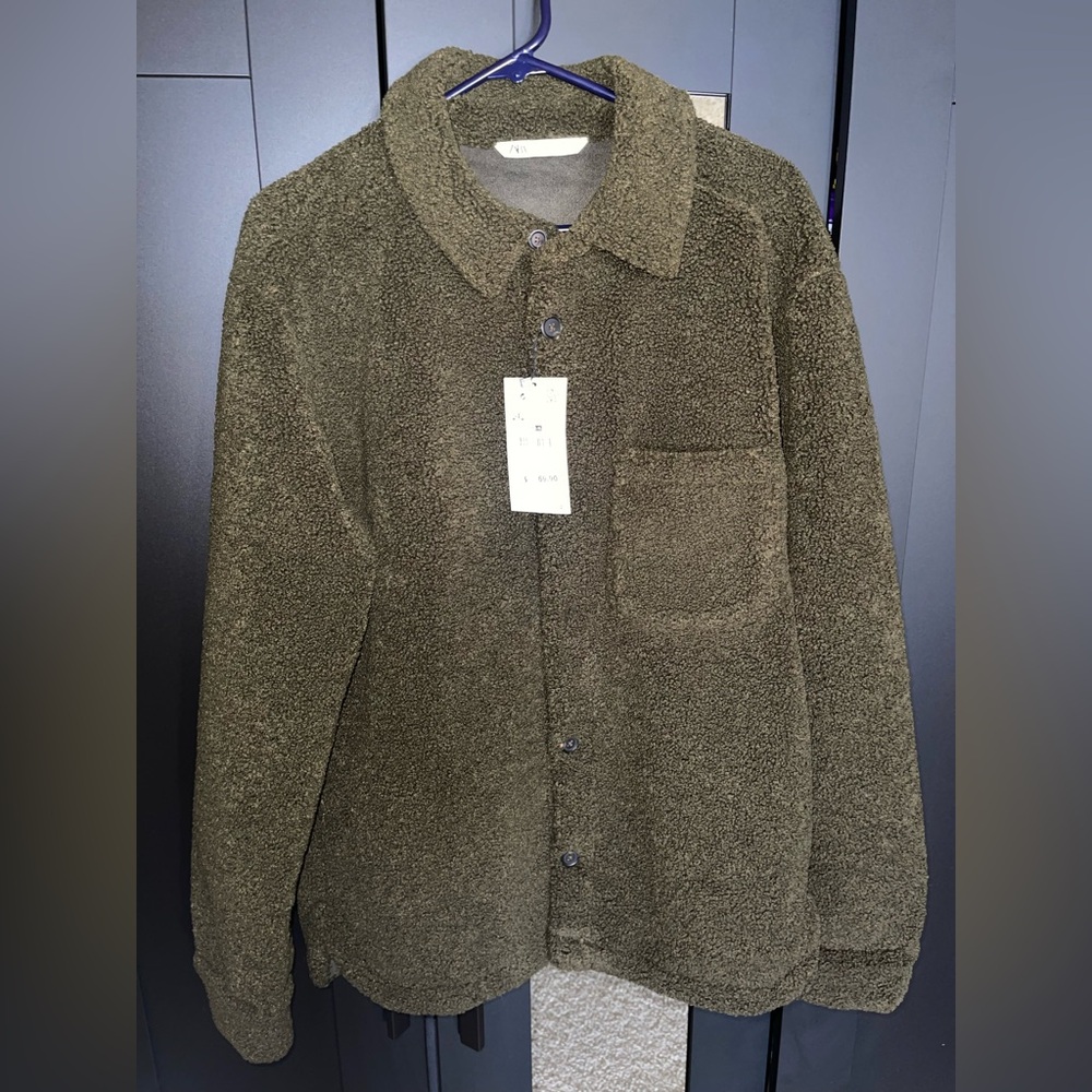 Zara Olive Green Button-Up Jacket